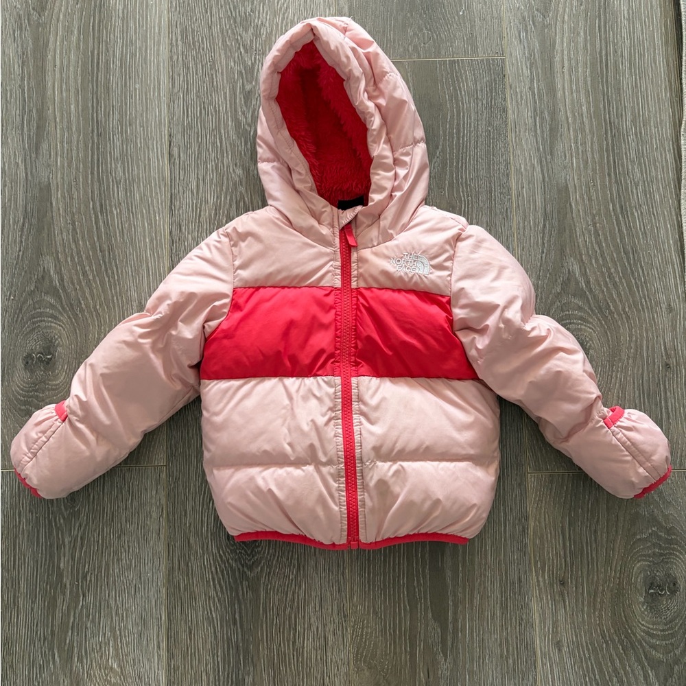 North Face jacket Infant 18–24M Pink Puffer Jacket Hooded Winter Coat